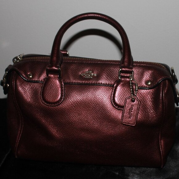 Coach Mini Bennett Metallic Burgundy Satchel bag - Picture 3 of 13